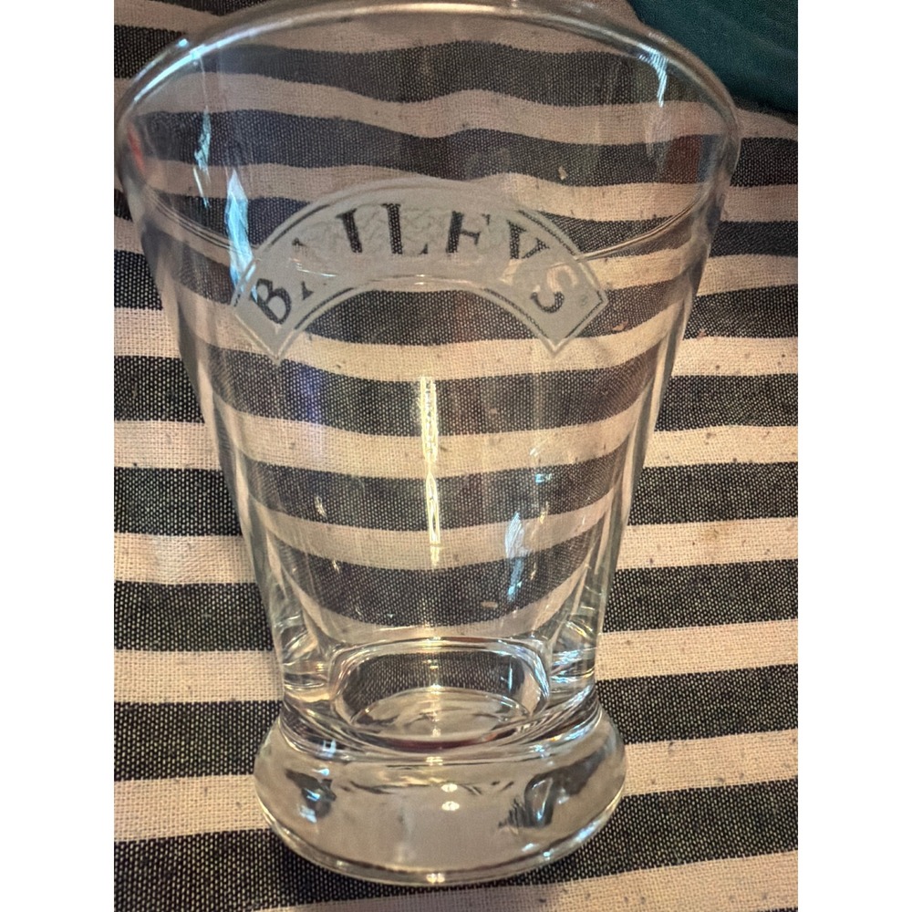 Baileys Irish Cream Etched Logo Clear Glass Tumbler Weighted Base Barware 4.25in